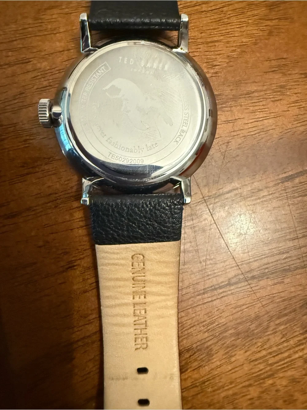 Ted Baker Black Leather Strap Watch with White Dial